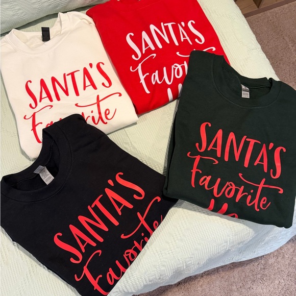 Gildan White Santa’s Favorite Ho Crewneck - Picture 2 of 3